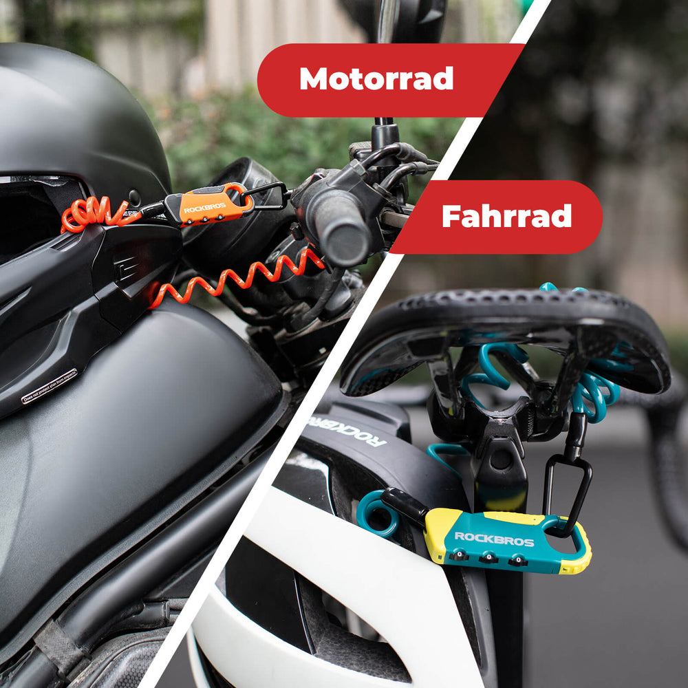 ROCKBROS Fahrradschloss Kabelschloss Zahlenschloss Helmschloss 120cm Leicht