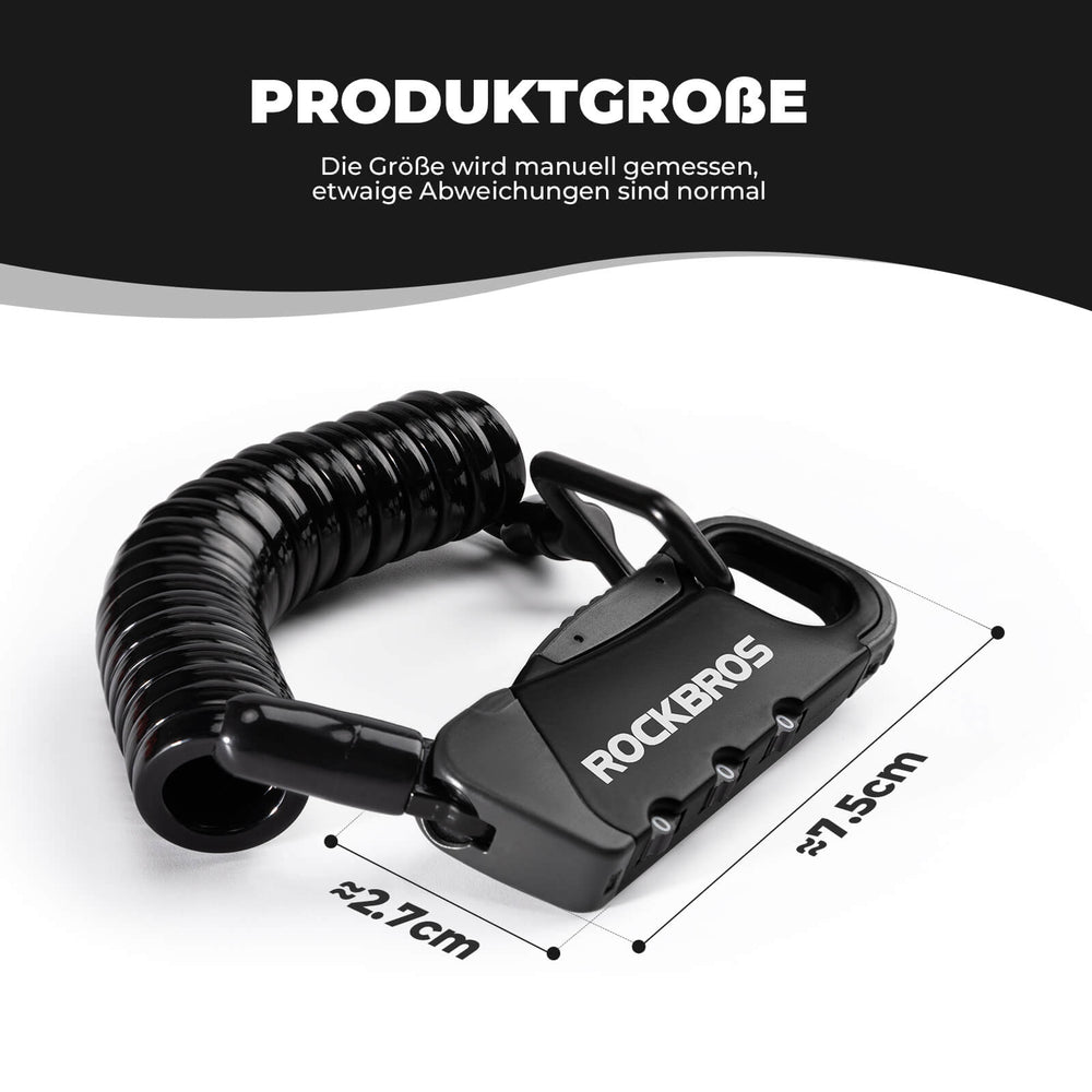 ROCKBROS Fahrradschloss Kabelschloss Zahlenschloss Helmschloss 120cm Leicht