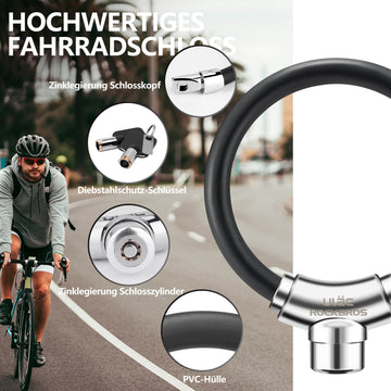 ROCKBROS bicycle lock cable lock with velcro fasteners without key –  ROCKBROS-DE