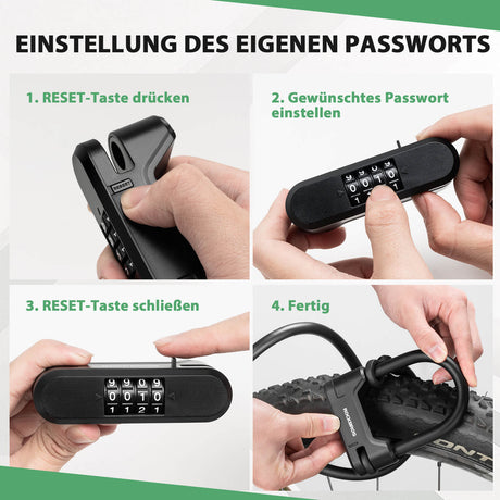 ROCKBROS Fahrradschloss Zahlenschloss U-Bügelschloss mit Kabel
