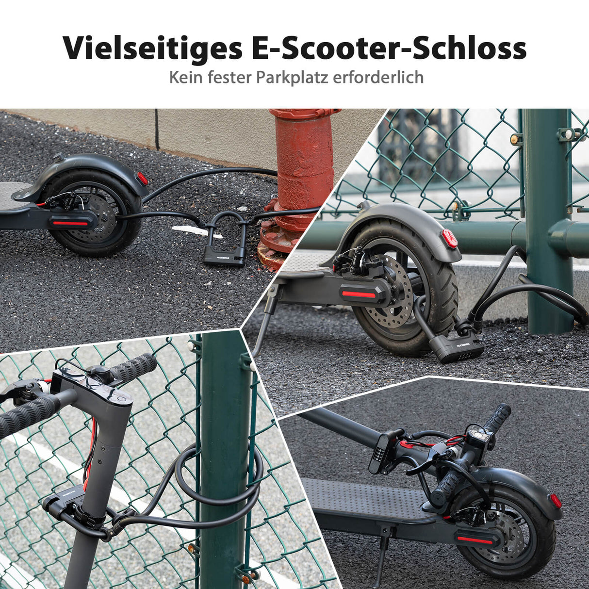 ROCKBROS Fahrradschloss Zahlenschloss U-Bügelschloss mit Kabel