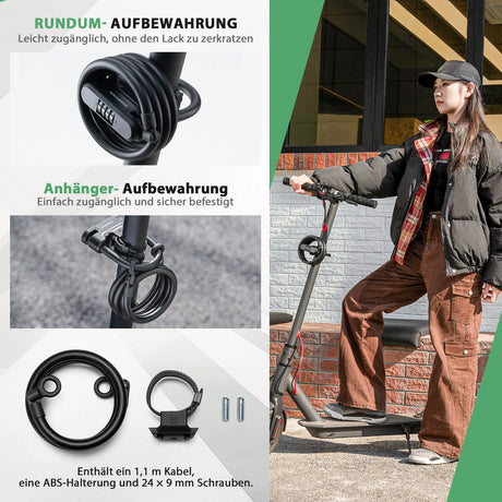 ROCKBROS Fahrradschloss Zahlenschloss U-Bügelschloss mit Kabel
