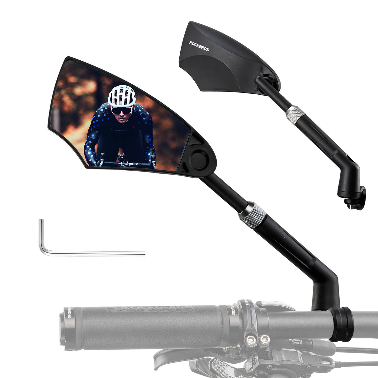 ROCKBROS Fahrradspiegel Rückspiegel 360°Drehbar Klappbar für Lenker 20–23mm