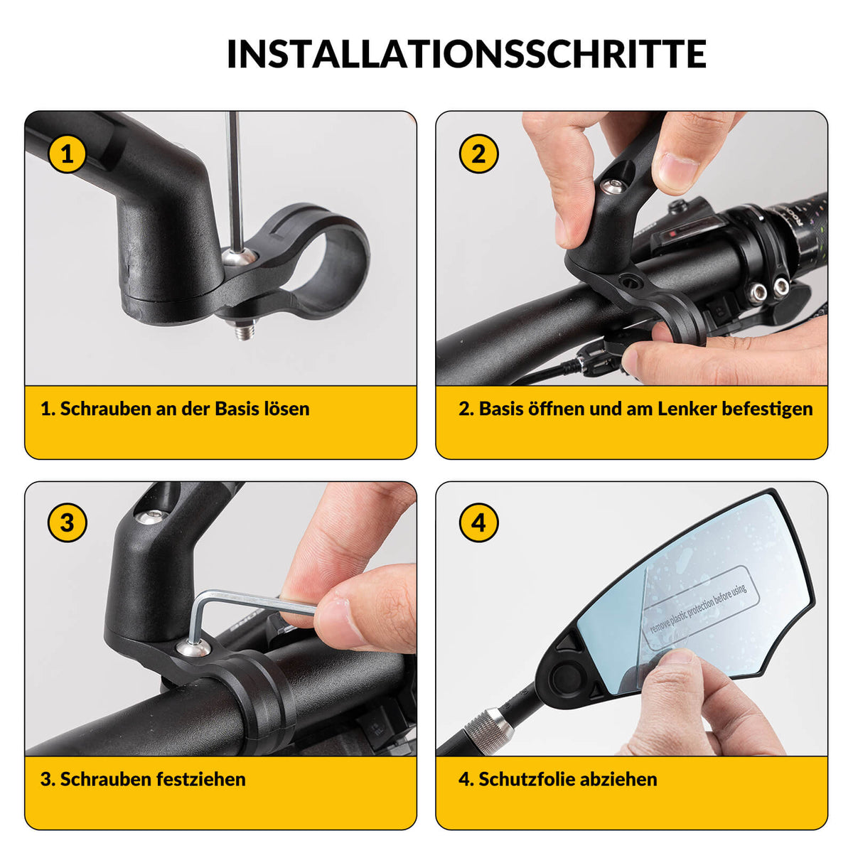 spiegel für fahrradgriffe ROCKBROS Fahrradspiegel Rückspiegel 360°Drehbar Klappbar für Lenker 20–23mm – ROCKBROS-DE