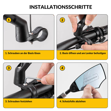 fahrradschloss spiegel ROCKBROS Bicycle Mirror Rearview Mirror 360° Rotatable Foldable for Handlebars 20–23mm – ROCKBROS-DE