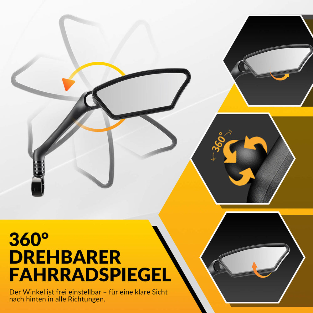 ROCKBROS Fahrradspiegel Rückspiegel HD Edelstahl Spiegel 360 ° Verstellbarer für Lenker 21-26mm für Mountainbike, Rennräder