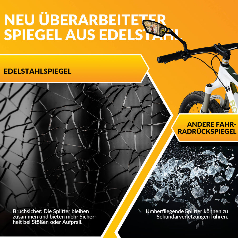 ROCKBROS Fahrradspiegel Rückspiegel HD Edelstahl Spiegel 360 ° Verstellbarer für Lenker 21-26mm für Mountainbike, Rennräder