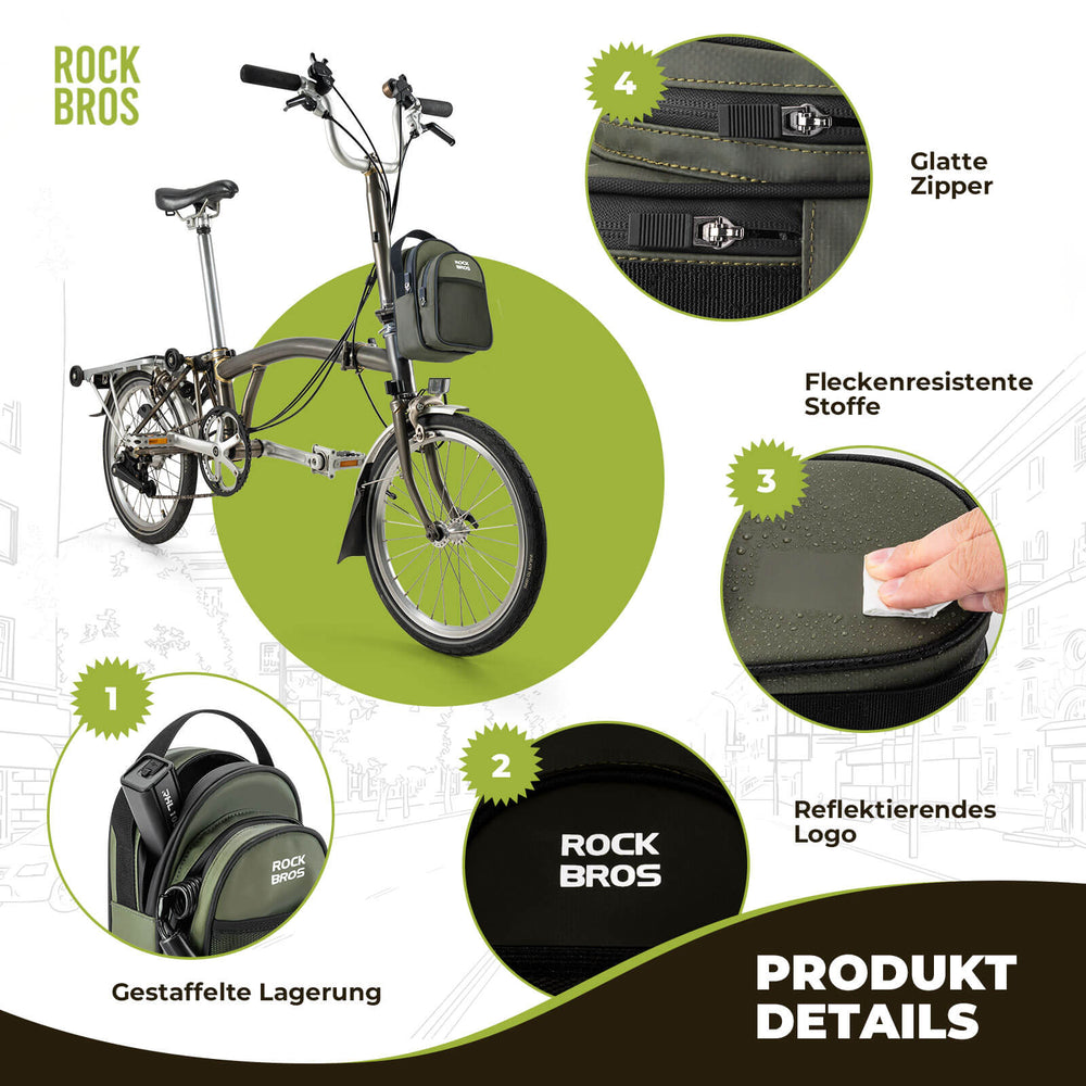 ROCKBROS Fahrradtasche Lenkertasche für Klapprad 1,8L Schichtspeicher