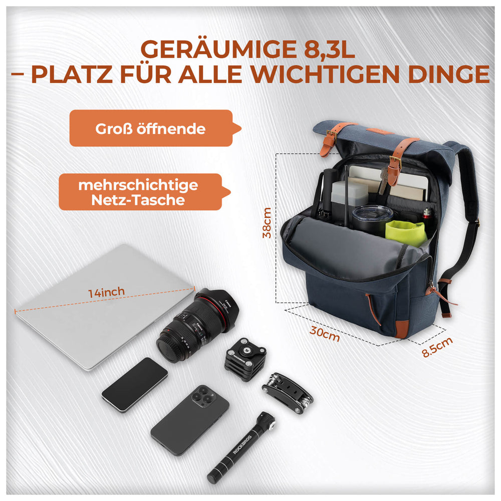 ROCKBROS Fahrradtasche Multifunktionale Lenkertasche für Brompton 7.7L+0.6L