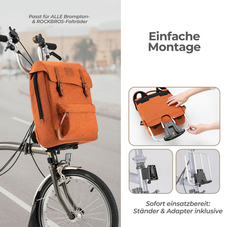 ROCKBROS Fahrradtasche Multifunktionale Lenkertasche für Brompton 7.7L+0.6L