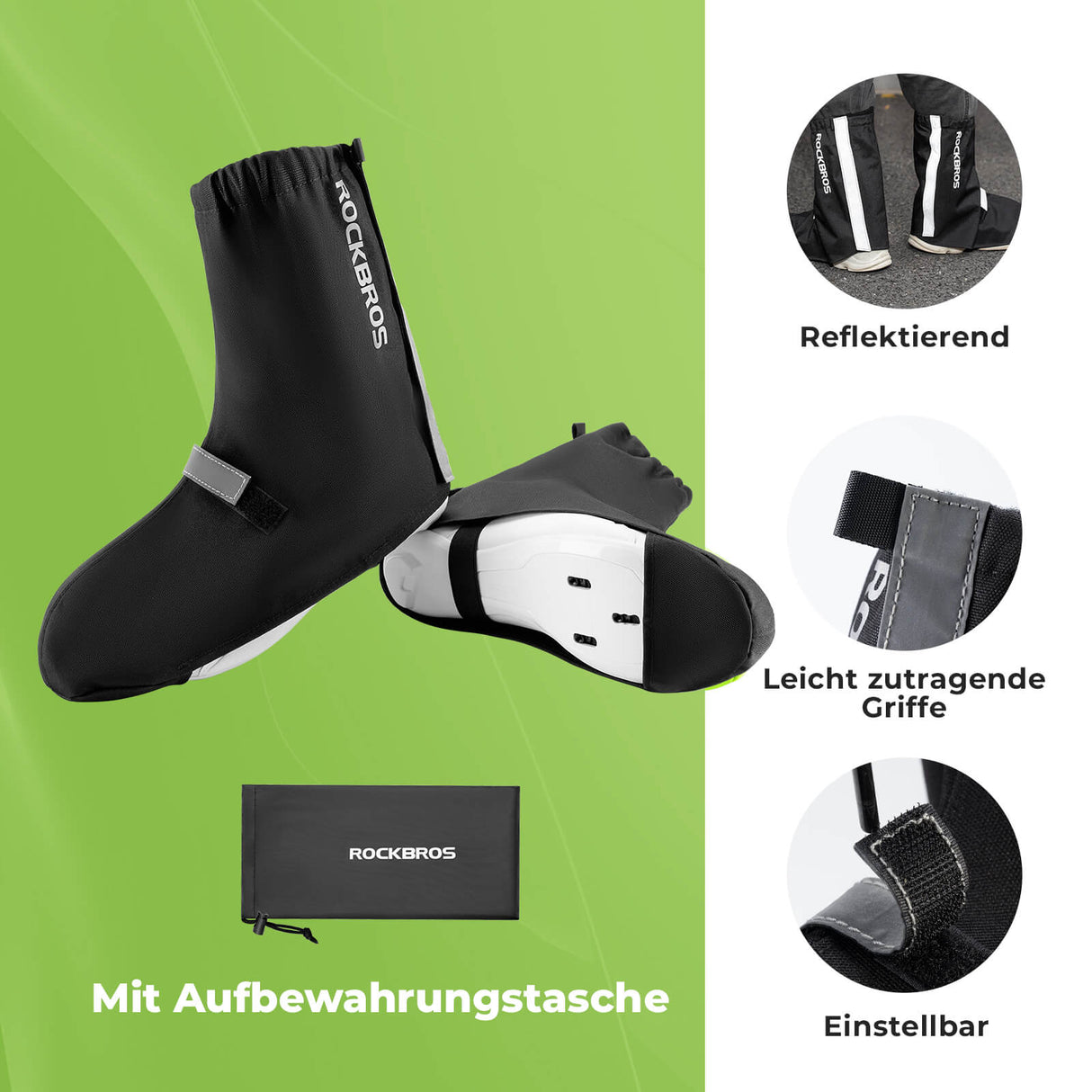 ROCKBROS Fahrradüberschuhe Reflektierend mit Klettverschluss