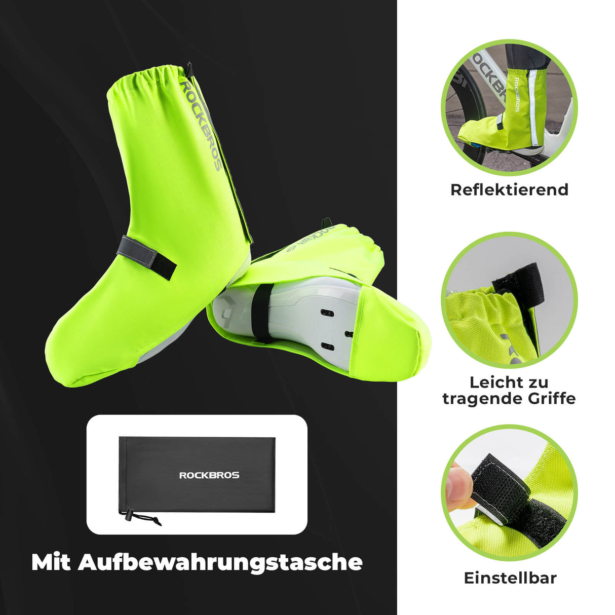 ROCKBROS Fahrradüberschuhe Reflektierend mit Klettverschluss