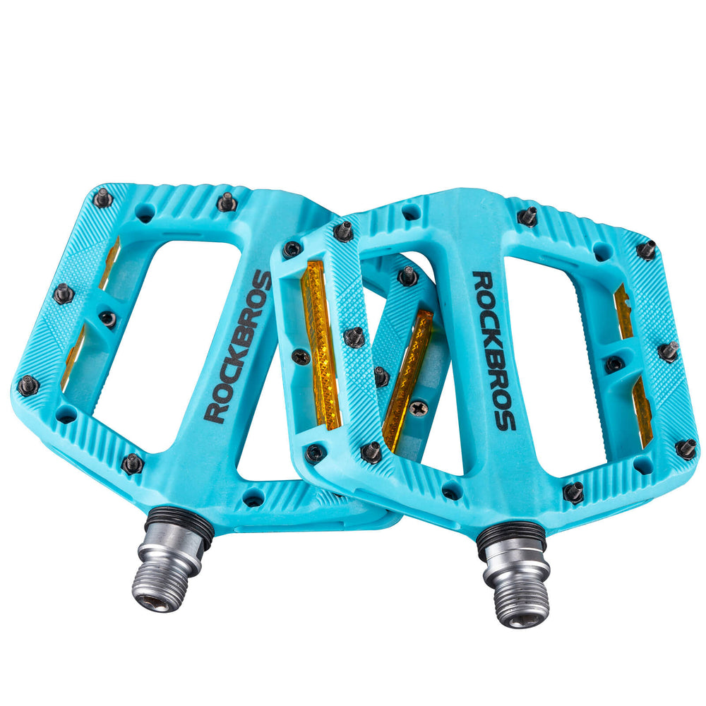 ROCKBROS Flat Fahrradpedale Rutschfest mit Reflektorstreifen für Mountainbike E-Bike-Blau
