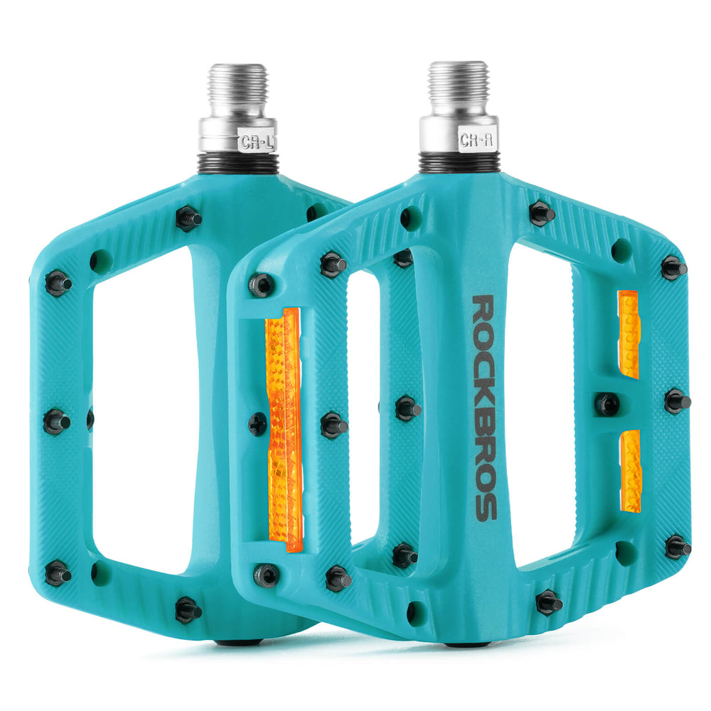 ROCKBROS Flat Fahrradpedale Rutschfest mit Reflektorstreifen für Mountainbike E-Bike-Blau