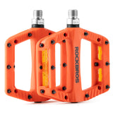ROCKBROS Flat Fahrradpedale Rutschfest mit Reflektorstreifen für Mountainbike E-Bike-Orange