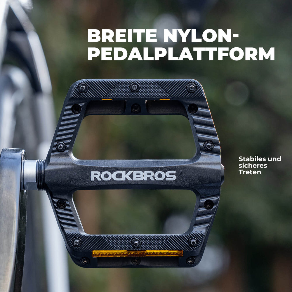ROCKBROS Flat Fahrradpedale Rutschfest mit Reflektorstreifen für Mountainbike E-Bike