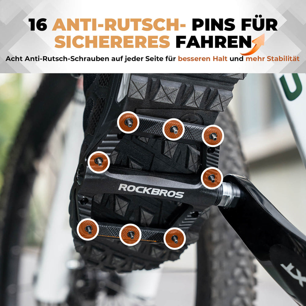 ROCKBROS Flat Fahrradpedale Rutschfest mit Reflektorstreifen für Mountainbike E-Bike
