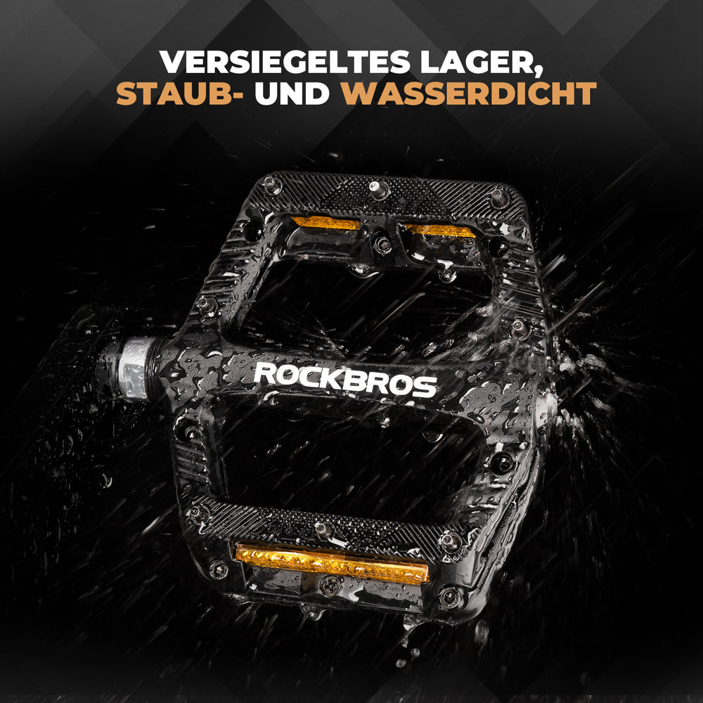 ROCKBROS Flat Fahrradpedale Rutschfest mit Reflektorstreifen für Mountainbike E-Bike