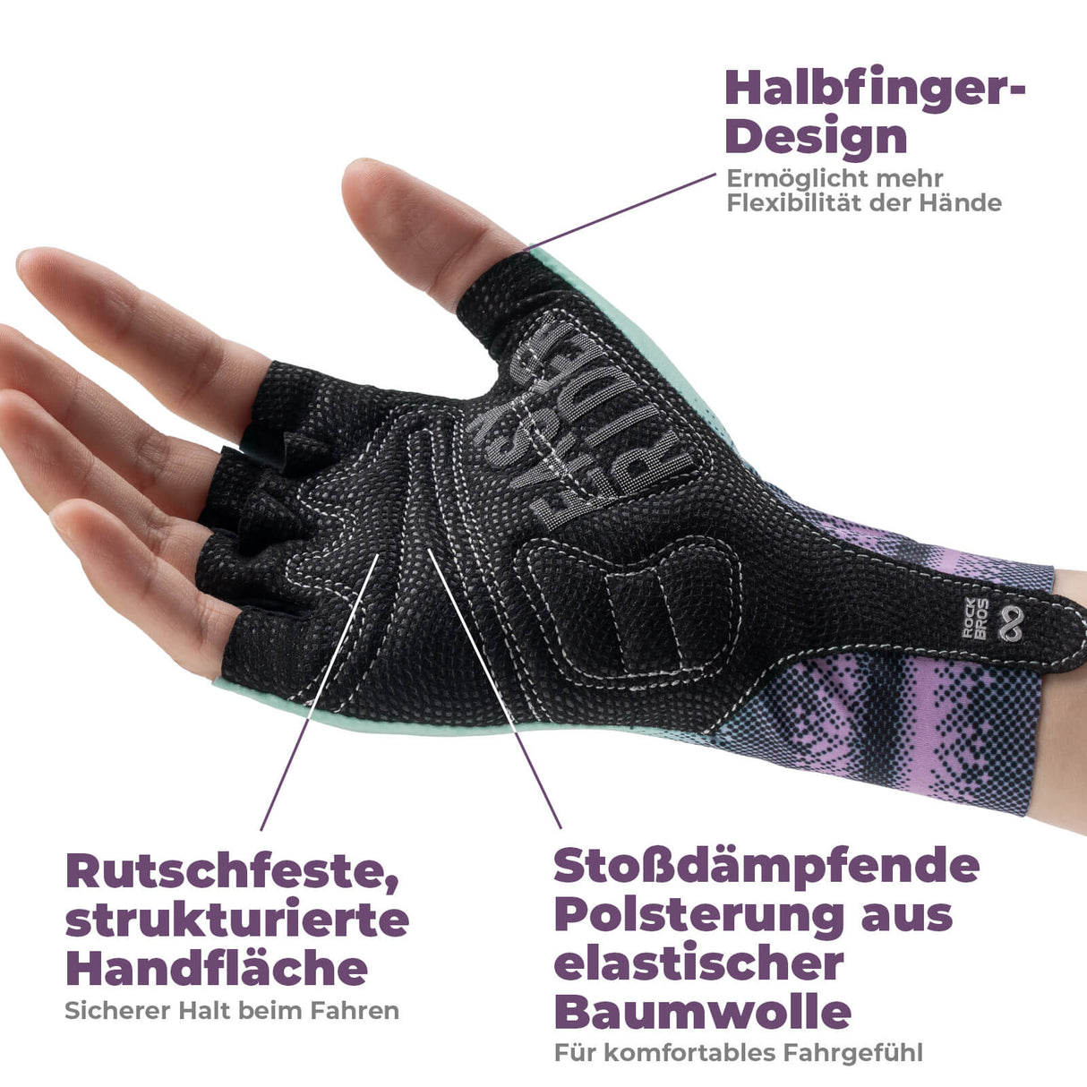 ROCKBROS Halbfinger-Fahrradhandschuhe Atmungsaktiv Rutschfest Sommer