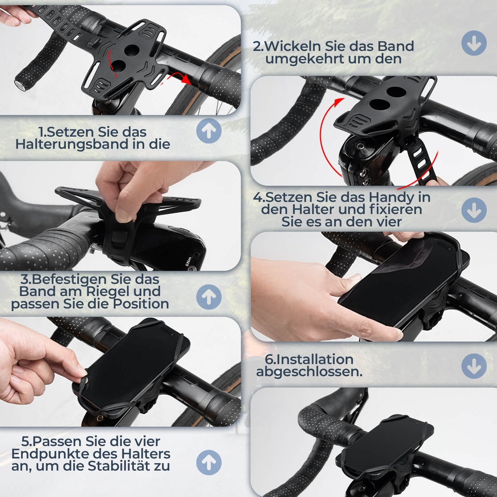 ROCKBROS Handyhalter Fahrrad Handyhalterung Drehbar 4-7 Stoßdämpfung