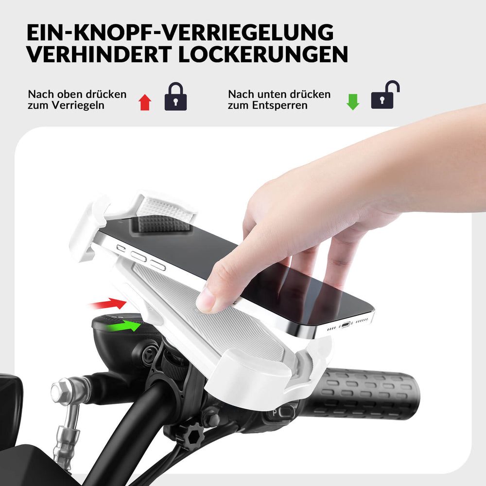 ROCKBROS Handyhalterung Fahrrad Handyhalter Motorrad 360° Drehbar für 4,7-7,0 Zoll-Lenker-Weiß