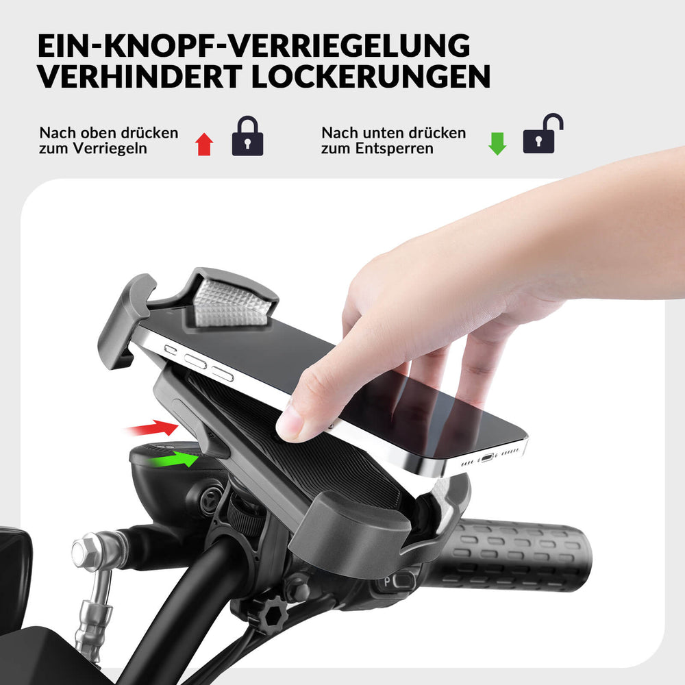 ROCKBROS Handyhalterung Fahrrad Handyhalter Motorrad 360° Drehbar für 4,7-7,0 Zoll-Lenker-Schwarz