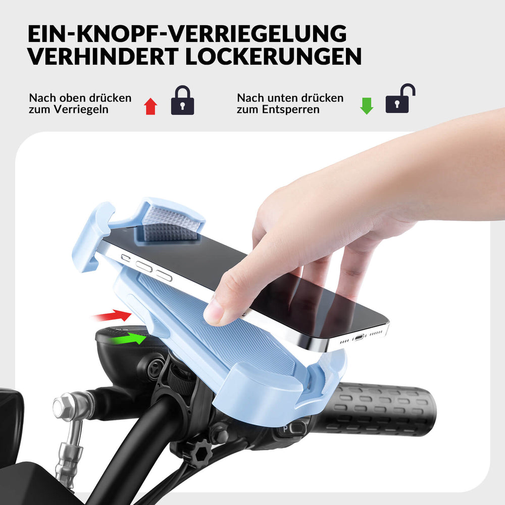 ROCKBROS Handyhalterung Fahrrad Handyhalter Motorrad 360° Drehbar für 4,7-7,0 Zoll-Lenker-Blau