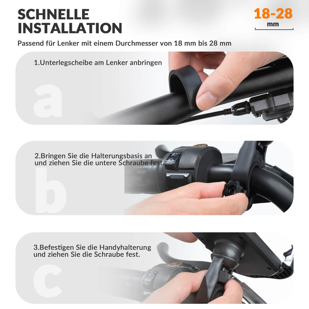 ROCKBROS Handyhalterung Fahrrad Handyhalter Motorrad 360° Drehbar für 4,7-7,0 Zoll-Lenker