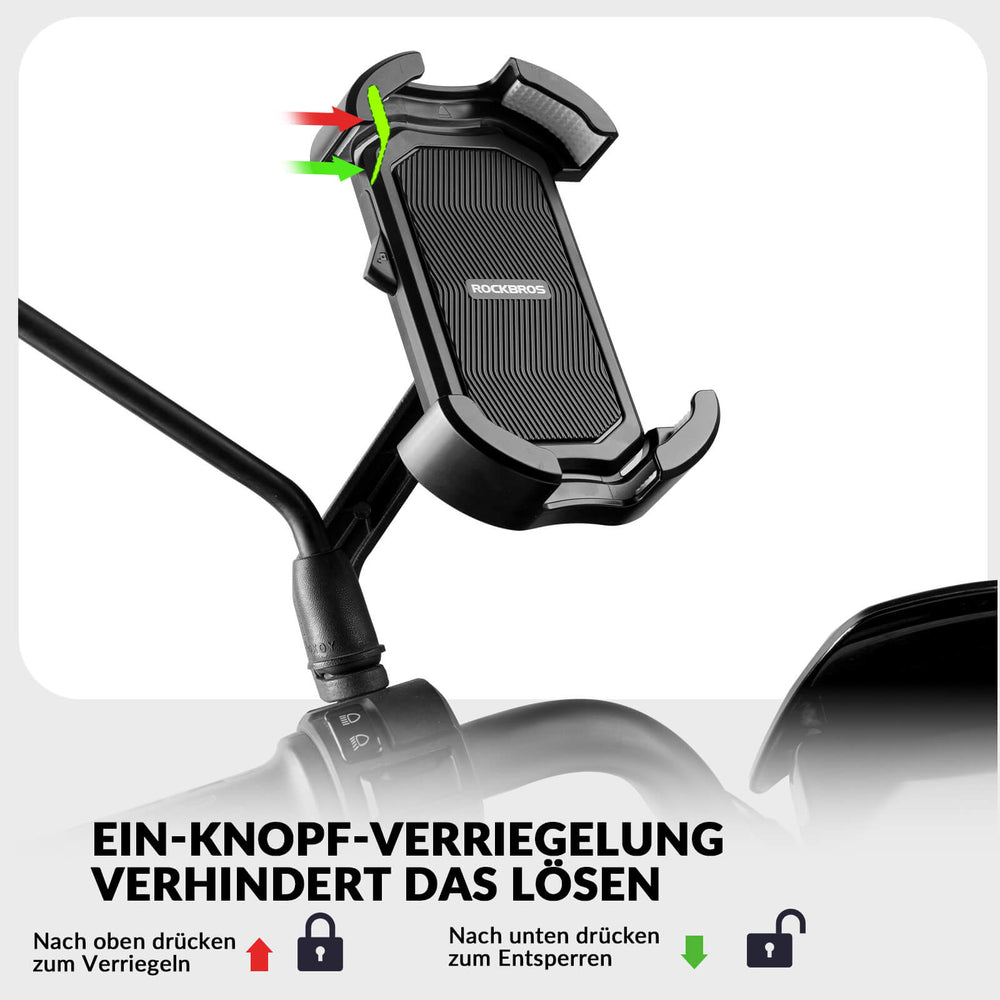 ROCKBROS Handyhalterung Fahrrad Handyhalter Motorrad 360° Drehbar für 4,7-7,0 Zoll-schwarz