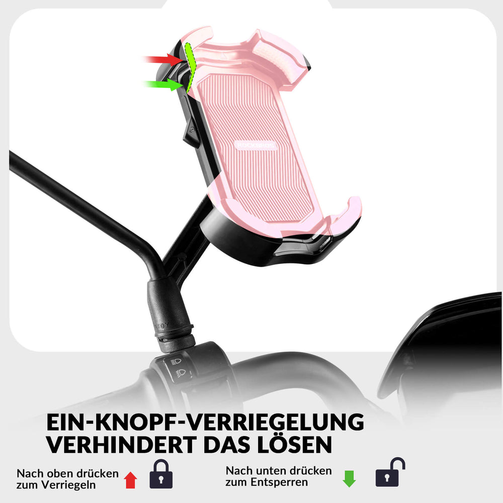 ROCKBROS Handyhalterung Fahrrad Handyhalter Motorrad 360° Drehbar für 4,7-7,0 Zoll-Rosa