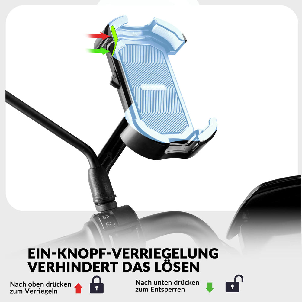 ROCKBROS Handyhalterung Fahrrad Handyhalter Motorrad 360° Drehbar für 4,7-7,0 Zoll-Blau