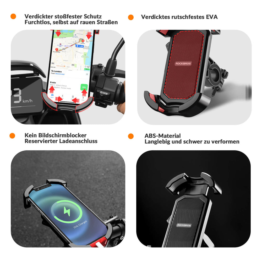 ROCKBROS Handyhalterung Fahrrad Handyhalter Motorrad 360° Drehbar für 4,7-7,0 Zoll