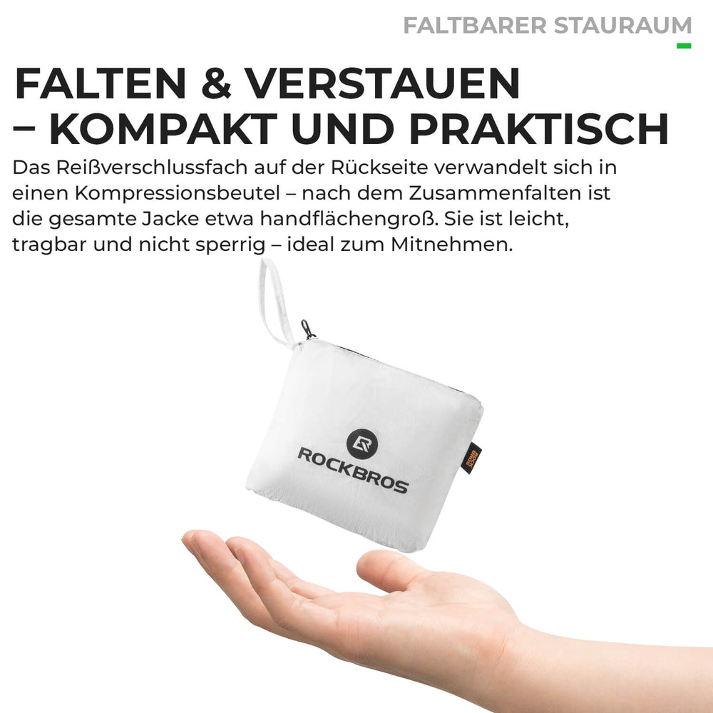 ROCKBROS Herren/Damen Leichte Fahrradjacke Faltbar Nachleuchtend Atmungsaktiv Frühling/Somme