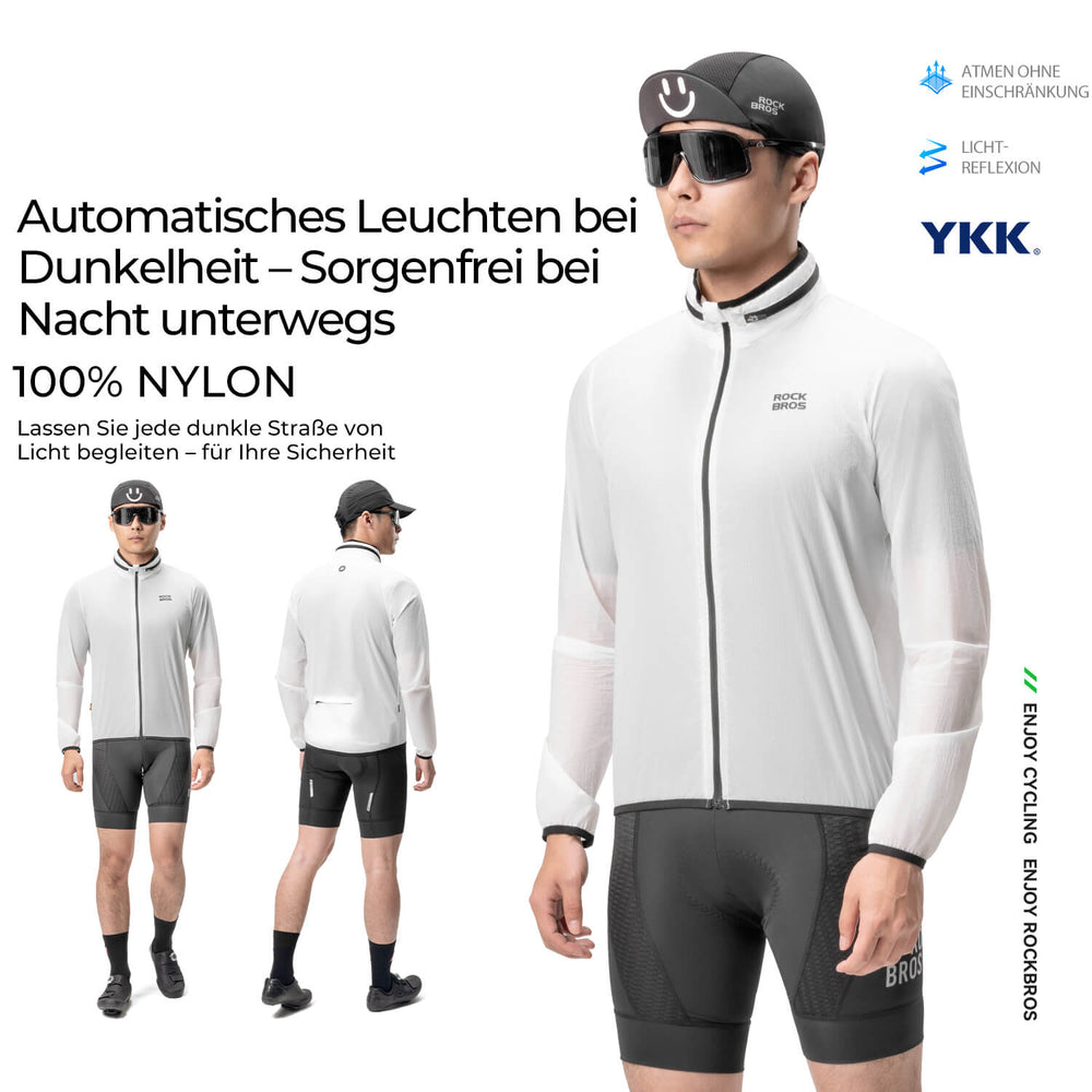 ROCKBROS Herren/Damen Leichte Fahrradjacke Faltbar Nachleuchtend Atmungsaktiv Frühling/Somme