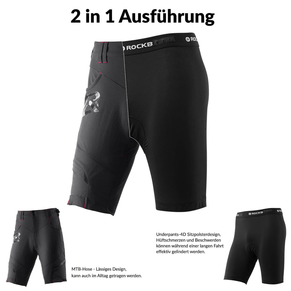 ROCKBROS Herren Fahrradhose, kurz, atmungsaktiv, mit Anti-Stoß-Polsterung, ideal für komfortable Fahrradtouren.