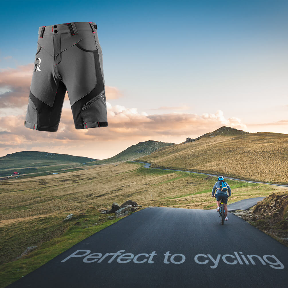 ROCKBROS Herren Fahrradhose, kurz, atmungsaktiv, mit Anti-Stoß-Polsterung, ideal für komfortable Fahrradtouren.