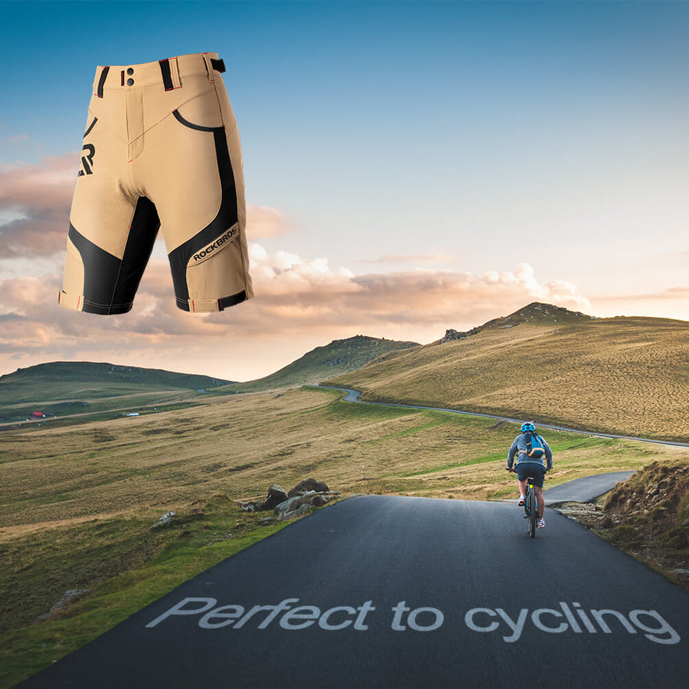 ROCKBROS Herren Fahrradhose, kurz, atmungsaktiv, mit Anti-Stoß-Polsterung, ideal für komfortable Fahrradtouren.