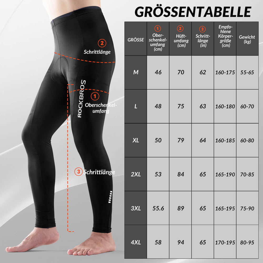 ROCKBROS Herren Gepolsterte Fahrradhose Atmungsaktiv HerbstFrühling für HerbstFrühling S-4XL