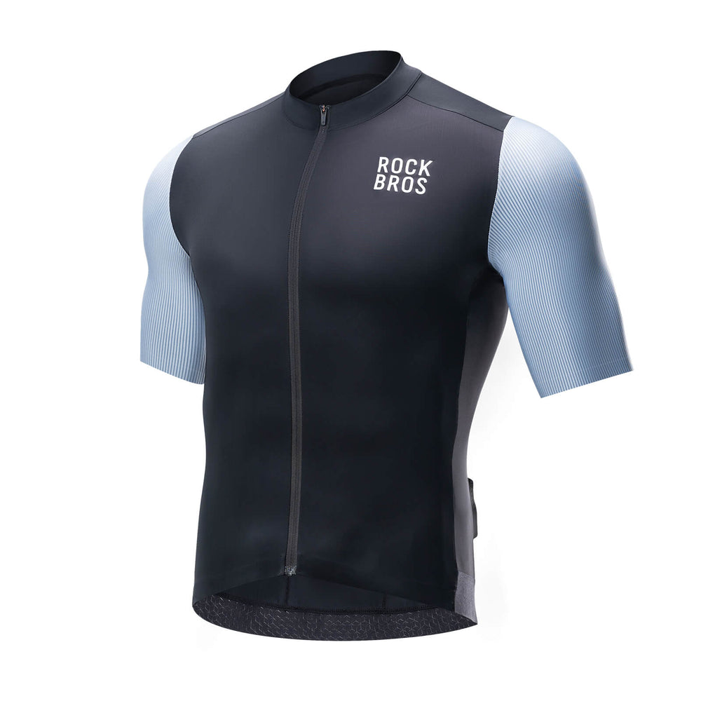 ROCKBROS Herren Kurzarm Fahrradtrikot Radtrikot Schnelltrocken Atmungsaktiv Sommer MTB Rennrad-Schwarz