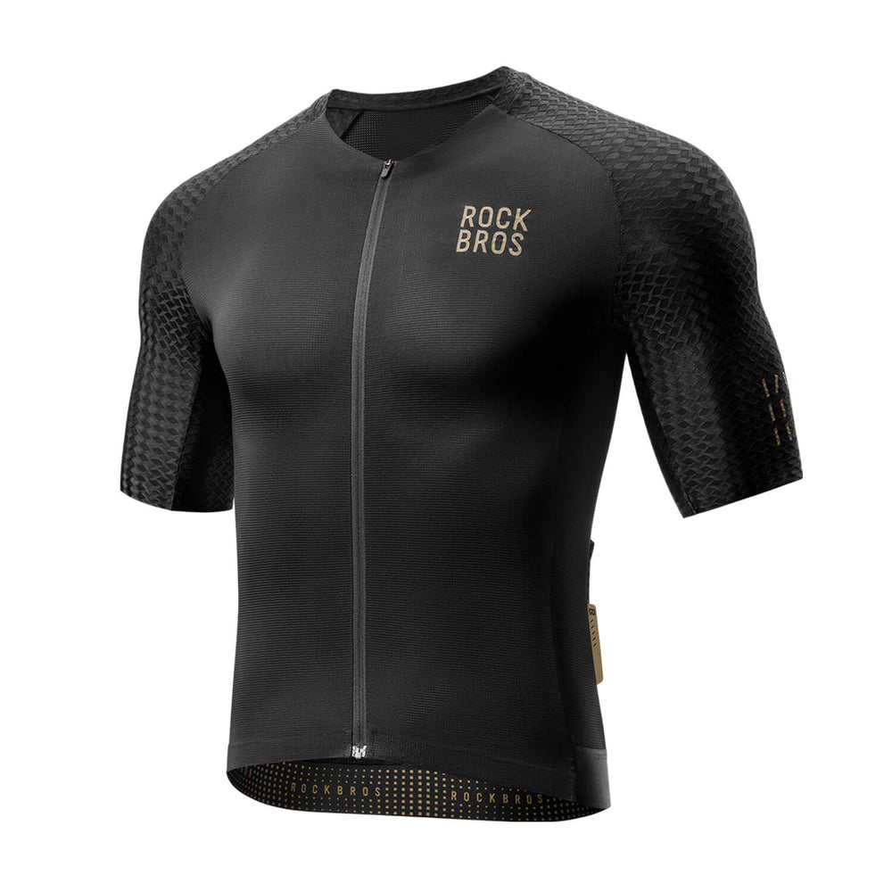 ROCKBROS Herren Kurzarm Hochleistungs-Radtrikot Jersey für MTB & Rennrad-Schwarz