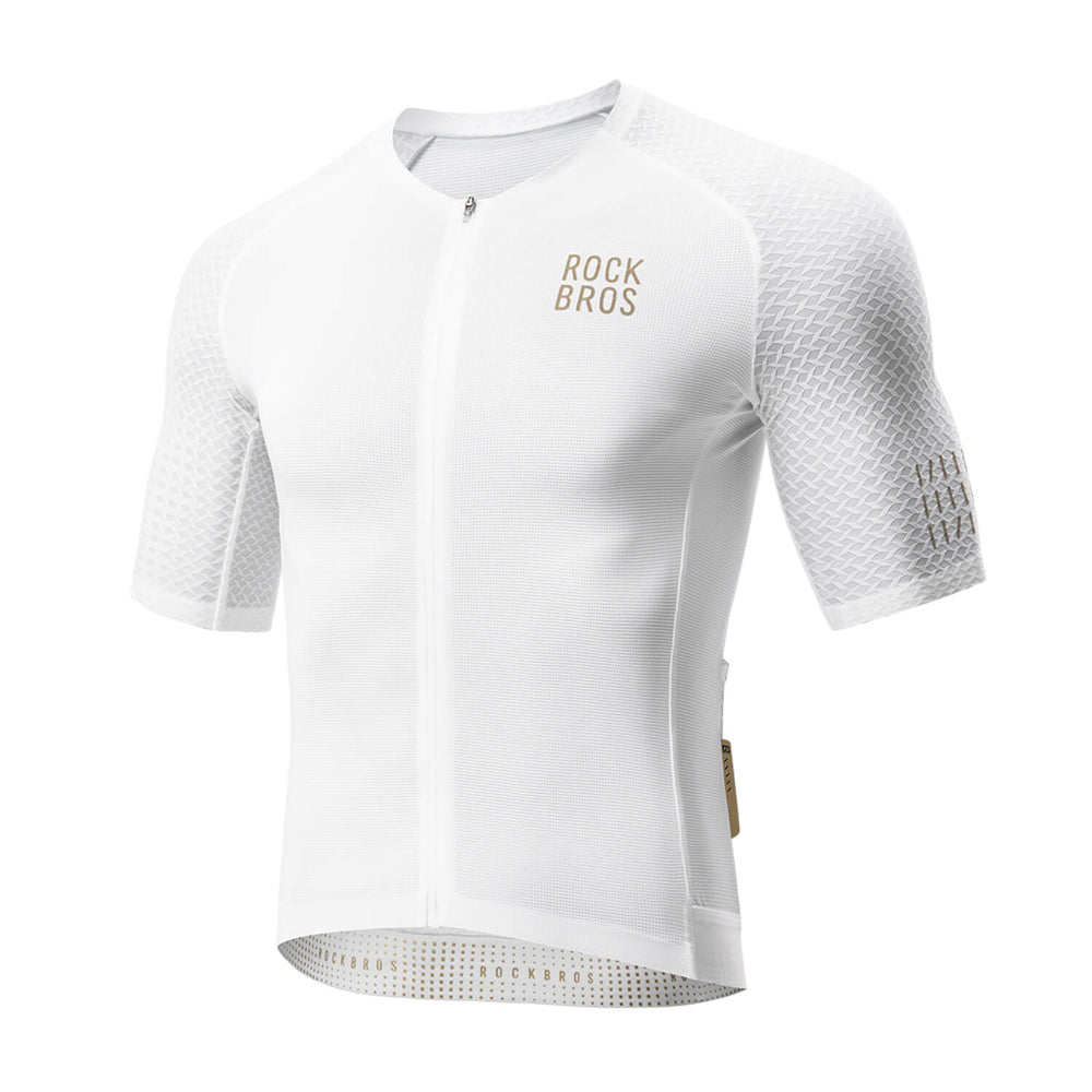 ROCKBROS Herren Kurzarm Hochleistungs-Radtrikot Jersey für MTB & Rennrad- Weiß