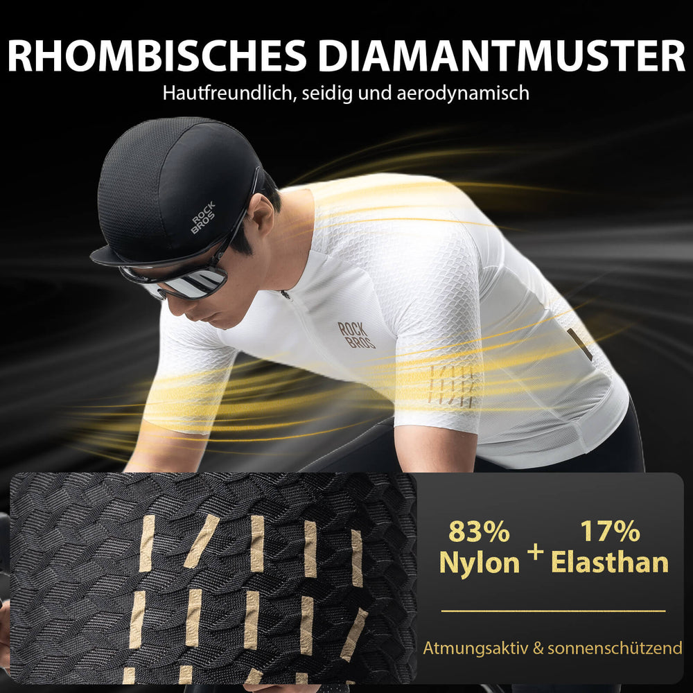 ROCKBROS Herren Kurzarm Hochleistungs-Radtrikot Jersey für MTB & Rennrad- Weiß