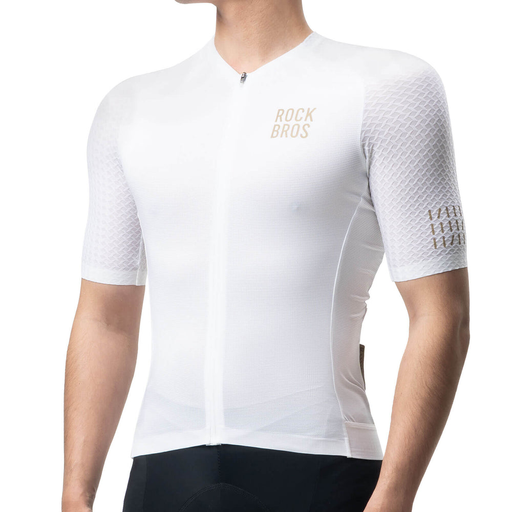 ROCKBROS Herren Kurzarm Hochleistungs-Radtrikot Jersey für MTB & Rennrad- Weiß