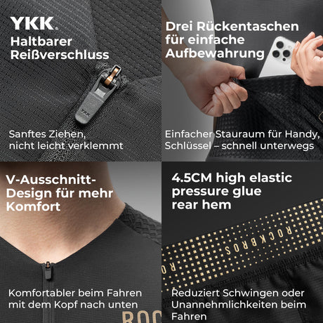 ROCKBROS Herren Kurzarm Hochleistungs-Radtrikot Jersey für MTB & Rennrad