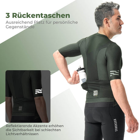 ROCKBROS  Herren Kurzarm Radtrikot Jersey für MTB & Rennrad Grün