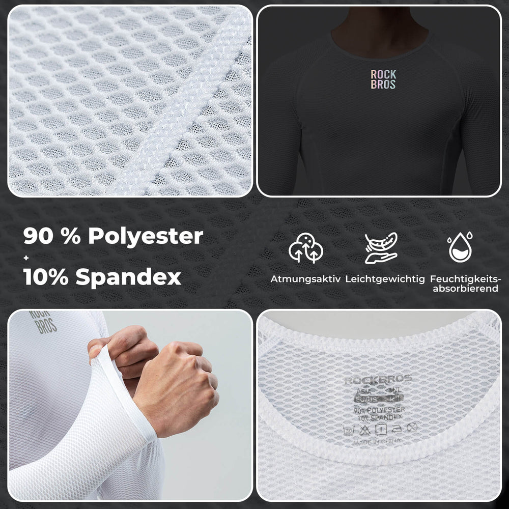 ROCKBROS Herren Langarm-Radtrikot Funktionsshirt Fahrrad Jersey Schnell Trocknen