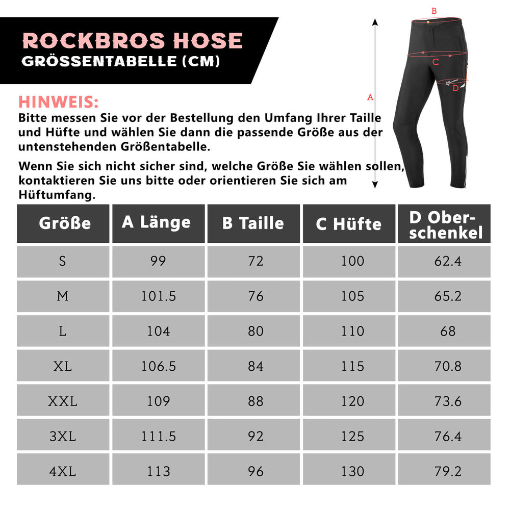ROCKBROS Herren Radlerhose Atmungsaktiv Lang Fahrradhose S-4XL