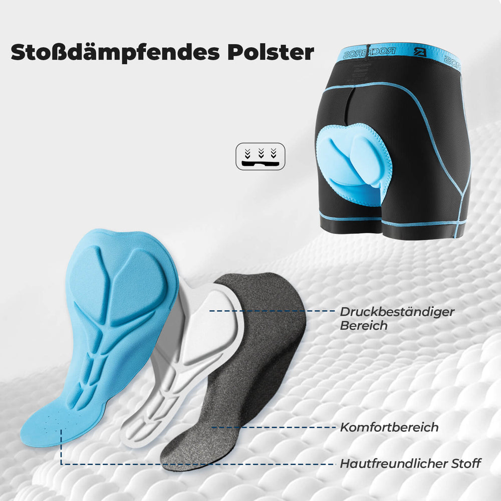 ROCKBROS Herren Radunterhose mit 4D Sitzpolster Radlerhose Atmungsaktiv