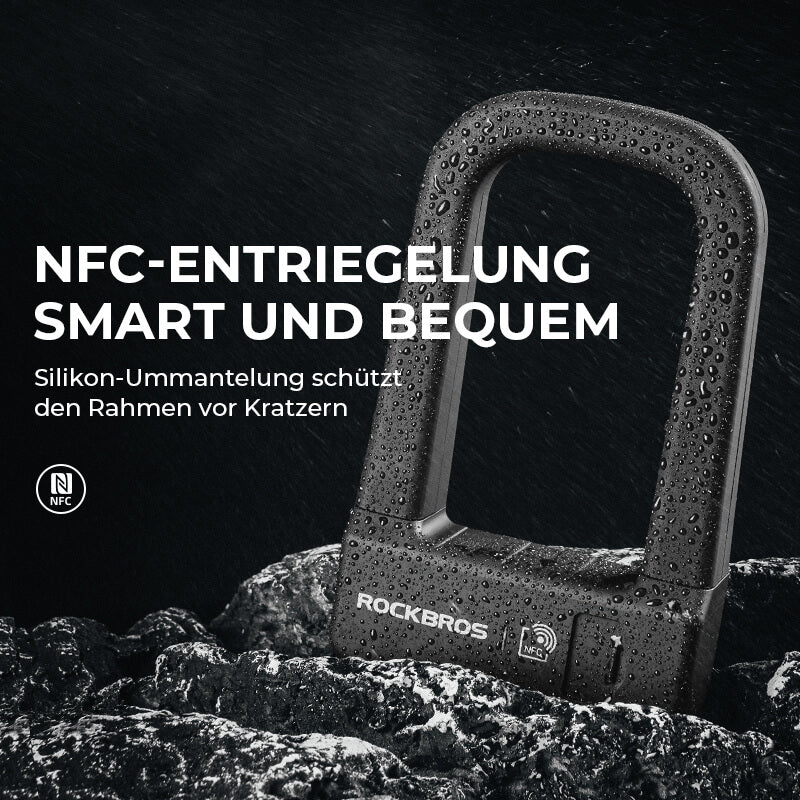 ROCKBROS Intelligentes NFC Fahrradschloss Wasserdicht Lange Akkulaufzeit für Motorrad/Fahrrad