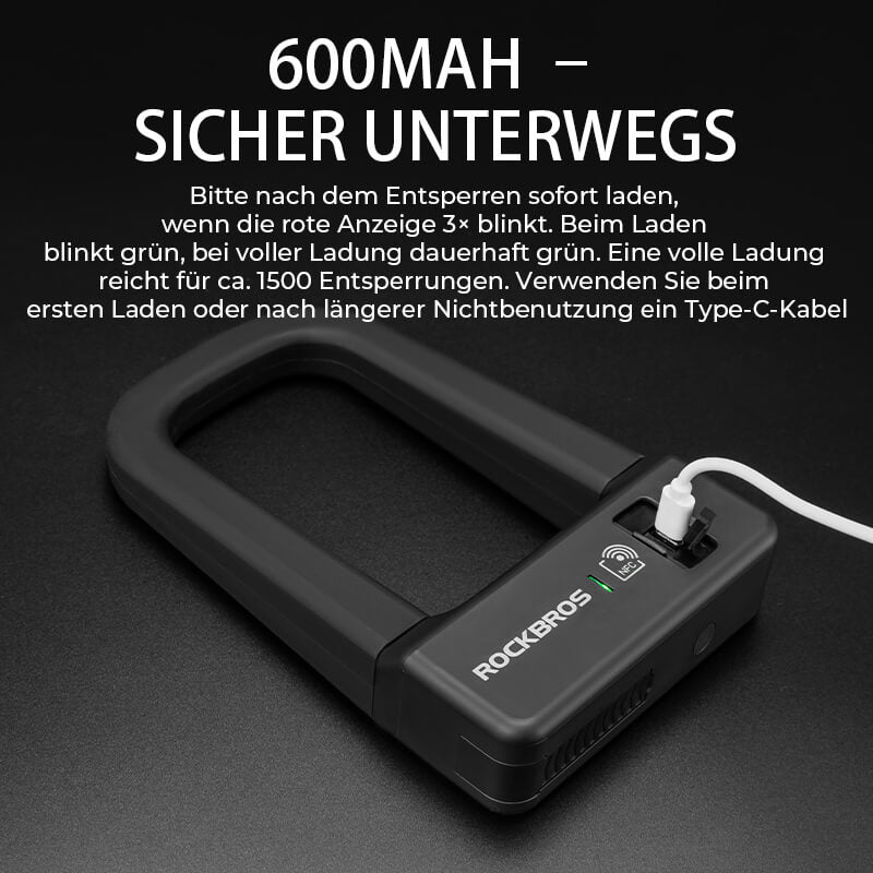 ROCKBROS Intelligentes NFC Fahrradschloss Wasserdicht Lange Akkulaufzeit für Motorrad/Fahrrad